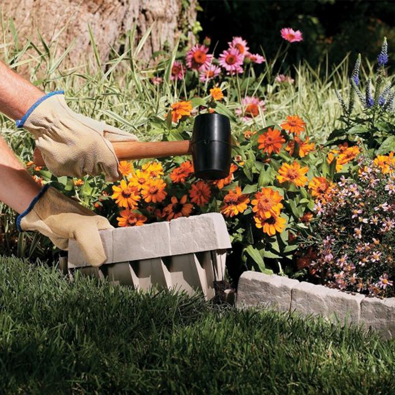 Suncast Interlocking Border Edging - Stone -Like Poly Construction for Garden, Lawn, and Landscape Edging - Water Resistant Border for Containing Trees, Flower Beds and Walkways - Light Taupe -Gray - Image 3